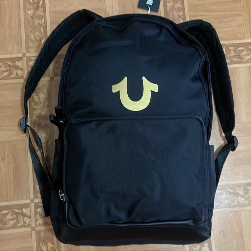 True Religion Black logo backpack